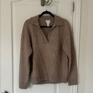 Brown collared knit sweater